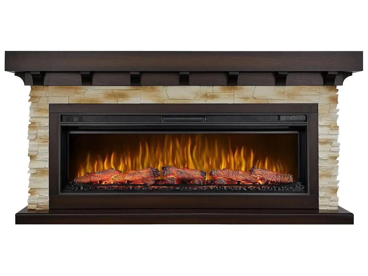 Каминокомплект ArtiFlame LUDWIG AF50 МАХАГОН КОРИЧНЕВЫЙ АНТИК (со звуком) - 1